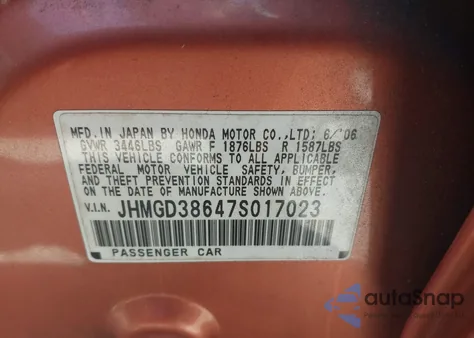 2007 Honda Fit Sport from USA, damaged, VIN JHMGD38647S017023